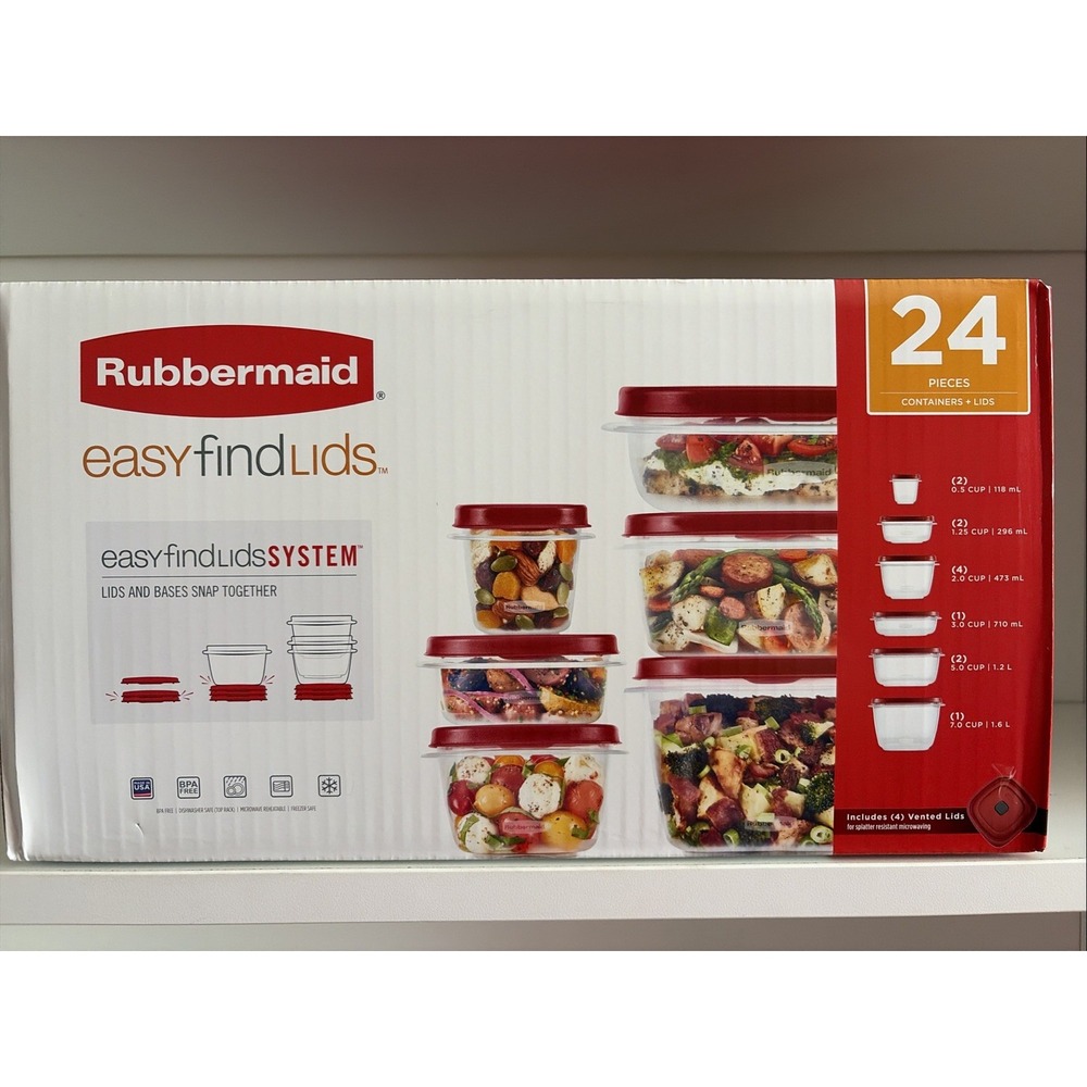Rubbermaid Kitchen Easy Find Food Storage Containers (Pack of 24)